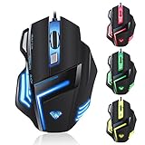 AULA 2500DPI Ergonomic Gaming Mouse, 7 Colors Backlight, 7 Bottons - GHOST SHARK Black