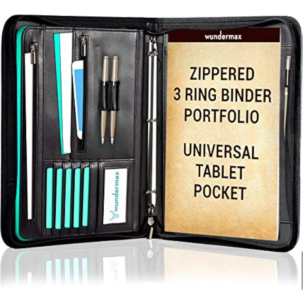 Portfolio Binder A Zippered Padfolio 3 Ring Document Organizer