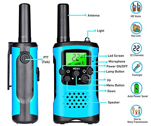 Ahtandy Walkie Talkies for Kids,22 Channel Kids Walkie Talkies Toys, Prevent Children\'s Myopia and Away from Electronic Games,Gifts for Kids Adventure Gear to Camping, Games, Hiking(Blue, 2 Pack)