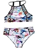 Cupshe Fashion Women's Colorful Printing Halter Tank Padding Bikini Set