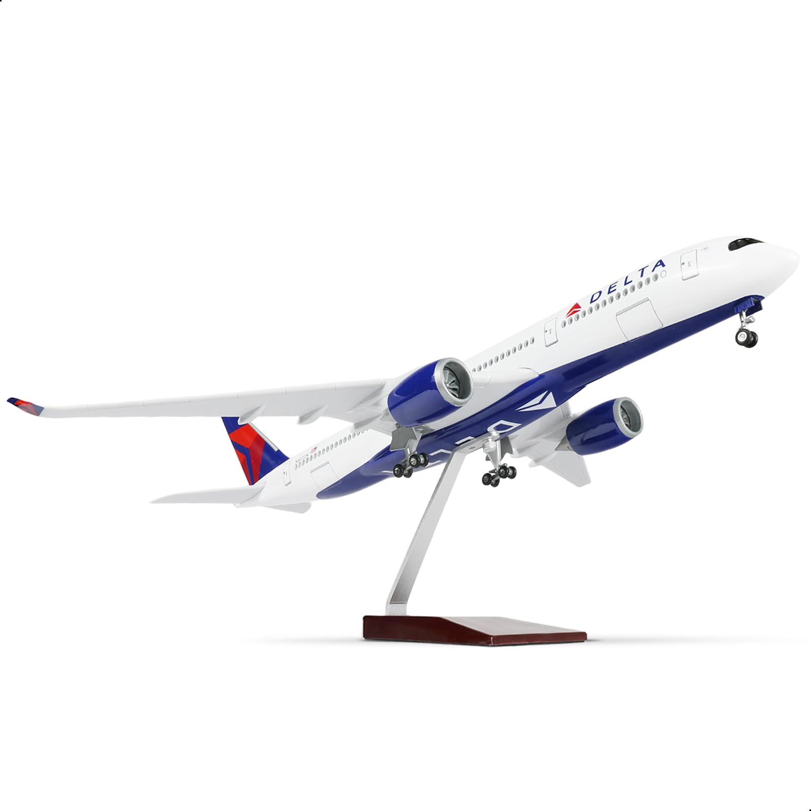 QIYUMOKE 1/144 A350 delta 18.5 inchs Large Scale Die-cast Airplane Model Kits with Stand Sky Jumbo air bus A350 Model Plane for Aviation Enthusiast Gift or Display Decorations