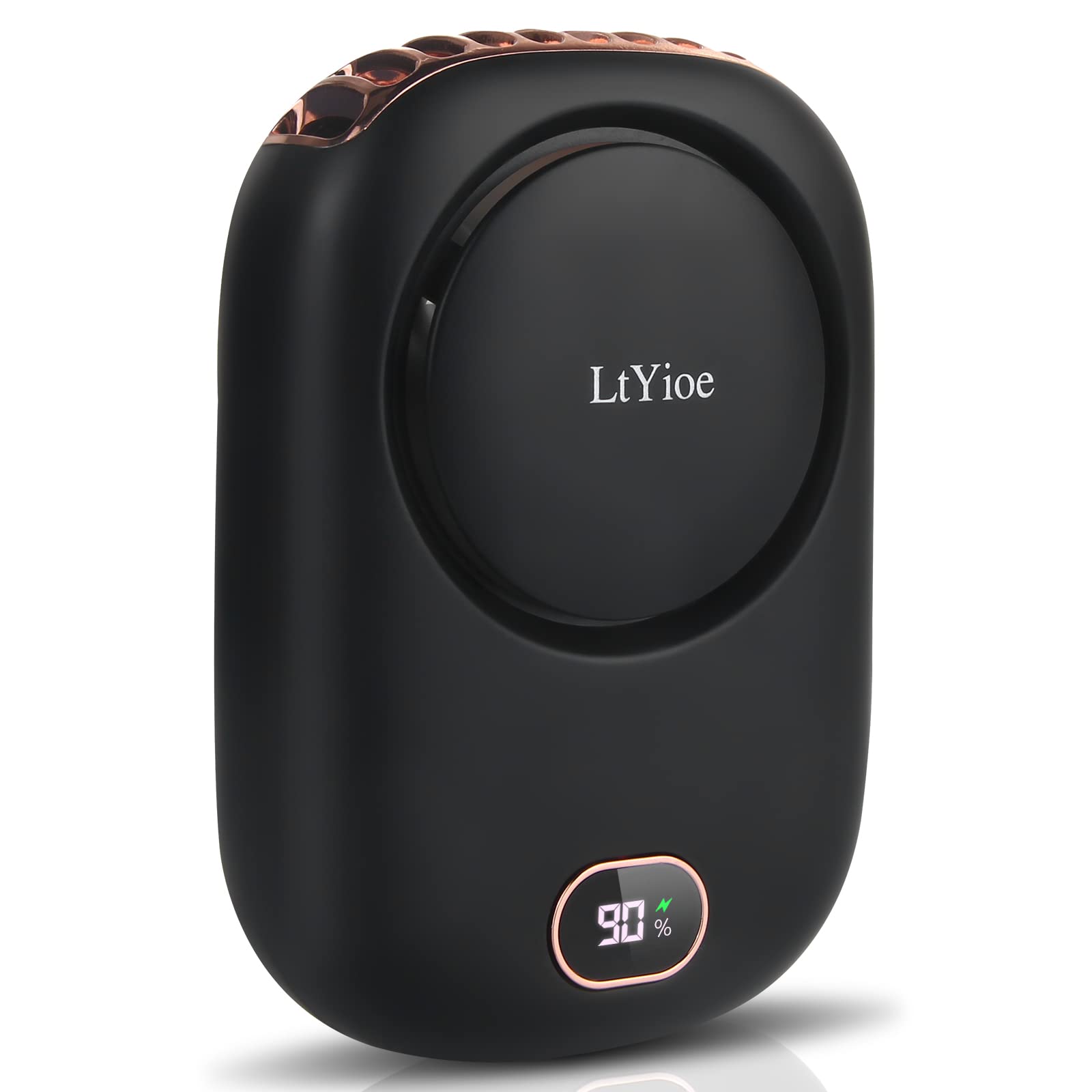 LtYioe Handheld Mini Fan - Rechargeable Personal Eyelash Fan With Strong Airflow, LED Smart Display, 3 Speed for Desk, Home, Travel, Office, Outdoor (Black)