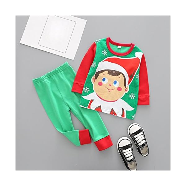 Kollmert Toddler Baby Girl Boy Christmas Outfits Clothes Print T-shirt Tops+Pants Set - Image 3