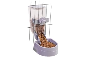 1L Rabbit Cage Automatic Feeder Food Dish Small Animal Bin Feeder with Lid for Bunny Cat Ferret Chinchilla Guinea Pig