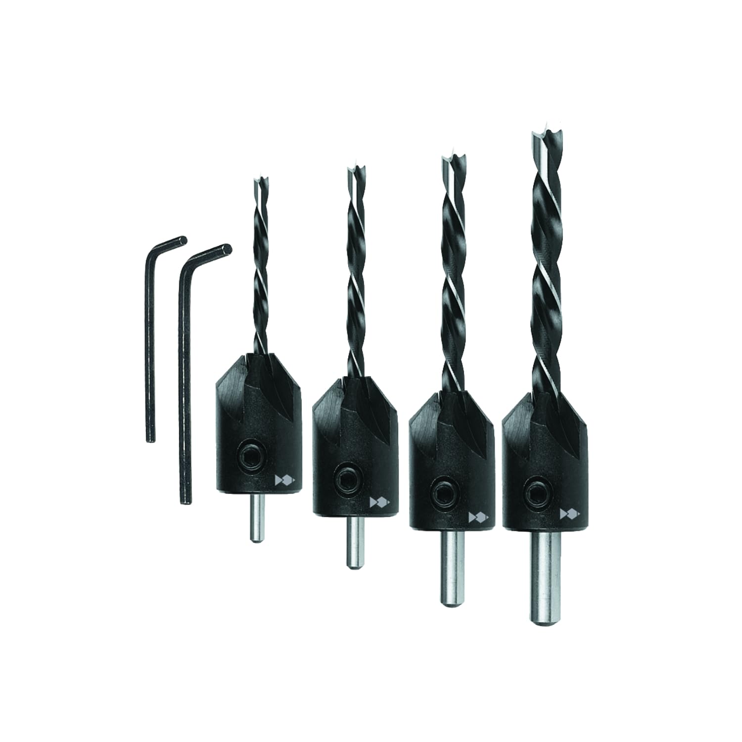 Fisch 063/124S Wood Twist Drill/Countersink Set, 0 V, Silver/Black, 3/4/5/6 mm Diameter, 4-Piece