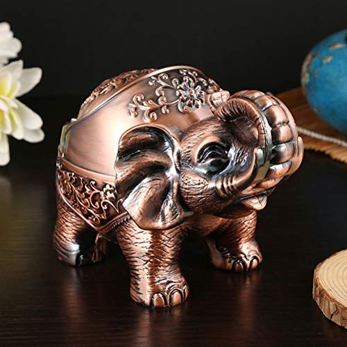 fansheng Metalen Olifant Asbak Winddicht met Cover, Creatieve Woonkamer Ruimte Draagbare Asbak Rood Koper Staand Olifant - Afbeelding 3