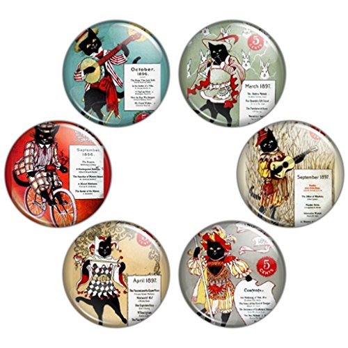 Button Bistro Women's The Black Cat Magazine Cover 1.25 inch Pinback Button Set