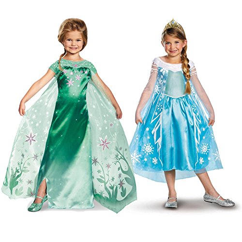 Disney Frozen Elsa Costume Bundle Set - Child Large Frozen Fever and Deluxe Costumes