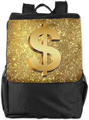 Gold Dollar Sign Convenient Lightweight Travel Hiking Backpack Daypack