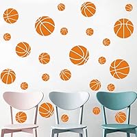 JUEKUI Set of 38pcs Basketball Sticker Wall Decals for Kids Rooms Bedroom Basketballer Fans Home Decor 5 inch / 4 inch / 3 inch / 2 inch (Orange)