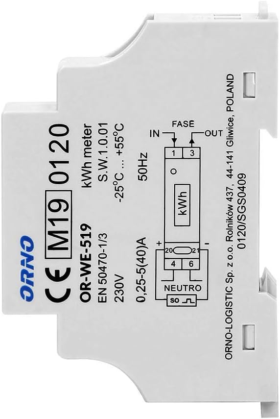 Orno Electric Meter Power Meter Wattmeter Digital 230V 5(40) A White - Image 4