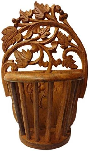 Azeem ArtsSheesham Wood Hand Carved Wall Hanging Flower Vase