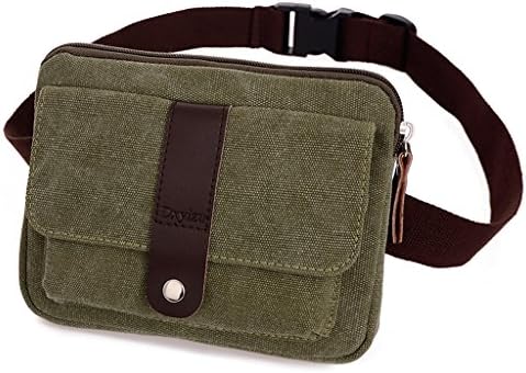 Daosen Small Canvas Multiple Pocket Adjustable Fanny Pack Travel Waist Bag