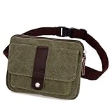 Daosen Small Canvas Multiple Pocket Adjustable Fanny Pack Travel Waist Bag
