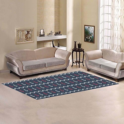 Custom Anchor Nautical Area Rug Floor Mat 5' x 3'3", Navy Blue Sailor Sail Sea Ocean Maritime Beach Throw Modern Carpet Rugs for Living Room Playroom Bedroom Home Decor
