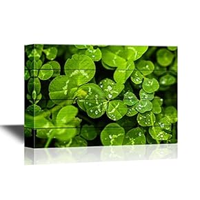 Canvas Wall Art - Clover Leaves on a Rustic Wood Style Background - Gallery Wrap Modern Home Art | Ready to Hang - 12x18 inches