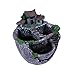 NUOLUX Micro Landscape Artificial Flowers Succulent Plants Pot Tiny Creative Flower Pot Holders Hanging Garden Design with Sweet House (Silver)