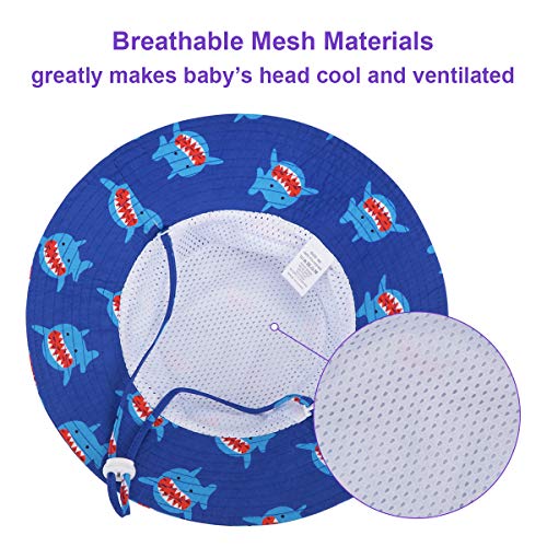 Kirecoo Baby Sun Hat, Toddler Breathable Bucket Hat Cap with a Mesh Storage Bag (Shark, 2-3 Years) - Thumbnail 3