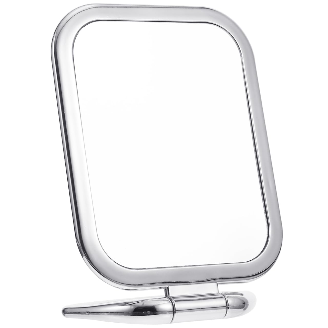 minkissy Double Sided Magnifying Makeup Mirror - Square Foldable Beauty Mirror Tabletop Small Standing for Girl Women Travel Home Silver