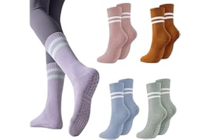 Non Slip Grip Socks (Multi-Pack) for Yoga, Pilates, Dance, Barefoot Workout, Ballet, Gym
