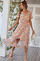 PRETTYGARDEN Women's 2024 Floral Boho Dress Wrap V