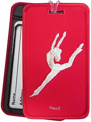 Contemporary Jazz Dancer Luggage Tag - Embroidered Set of 2 Hot Pink