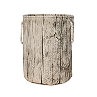 Jacone Stylish Tree Stump Shape Design Storage Basket Cotton Fabric Washable Cylindric Laundry Hamper with Rope Handles, Decorative and Convenient for Kids Bedroom