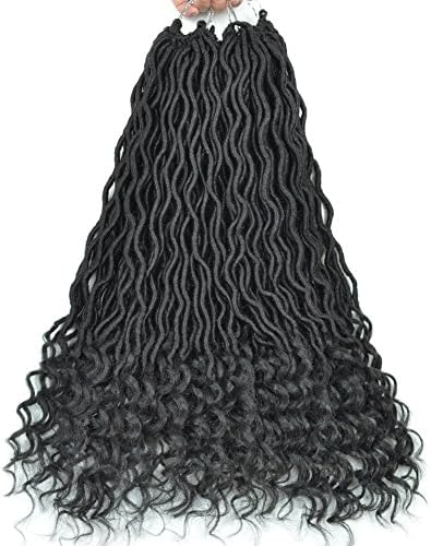 Chorliss Curly Faux Locs Crochet Braiding Hair with Wavy and Loose Ends 20inches 6pcs/pack Dreadlocks Twist Crochet Synthetic Kanekalon Braiding Hair Extensions (20inches, 1B#)