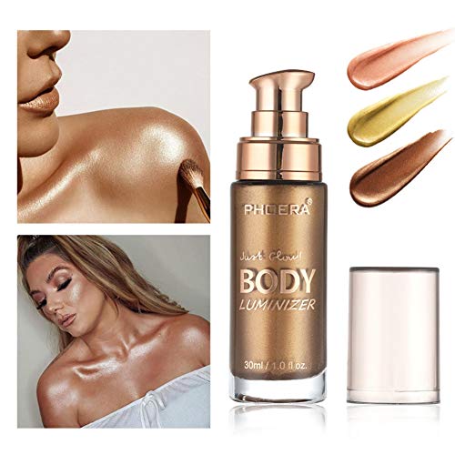 Liquid Highlighter, SUNSENT 3D Glow Liquid Highlighter,Smooth Shimmer Brighten Glow Liquid Illuminator Makeup for Face& Body 30ML
