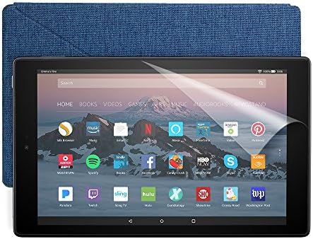 Fire HD 10 Essentials Bundle with Fire HD 10 Tablet (32 GB, Black), Amazon Cover (Marine Blue) and Screen Protector (Clear)