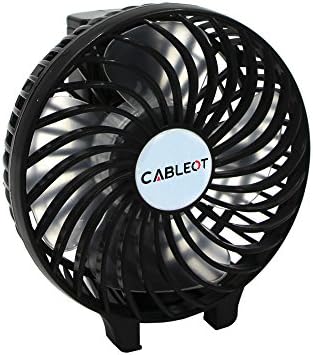 CABLEOT Portable Mini USB Fan Rechargeable 2400mAh Personal Handheld Fan Foldable Battery Operated / USB Powered for Home and Office (Hand Fan Black)