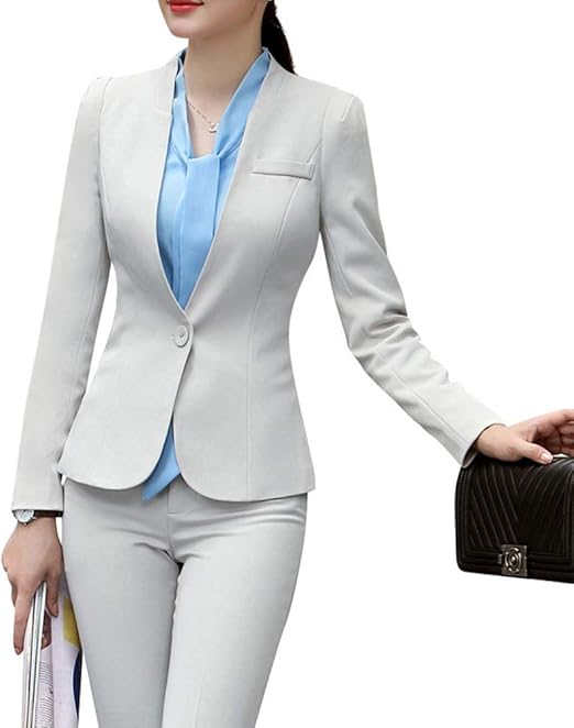 LUDAGED Trajes de pantalón Formales para Mujer Office Lady Business Suit Work 2 Piezas Blazer Pants Plus Size: Amazon.es: Hogar