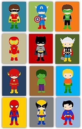 Superhero Art Prints, Superhero Nursery Decor, Superhero Art for Kids, Art for Boys Room, Decor for Boys Room. PRINTS ONLY. Unframed. (NOT CANVAS)