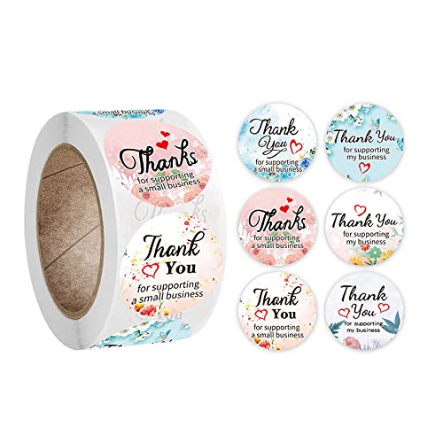 1000 Mixed Colours Round Thank You for Support My Small Business Stickers for Your Business Sales, Envelope Labels