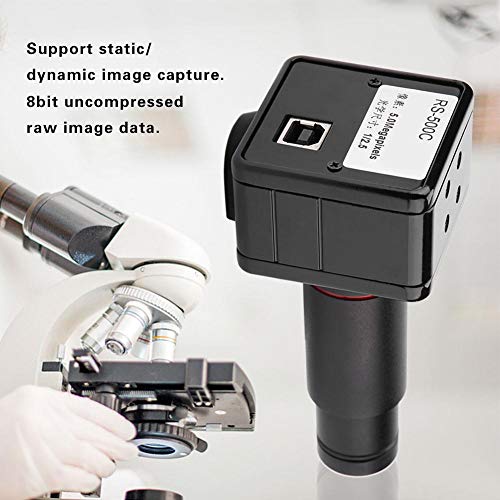 Microscope Camera, 5MP USB Microscope Camera Drive Free Industrial Eyepiece Camera with 0.5X CCD Adapter