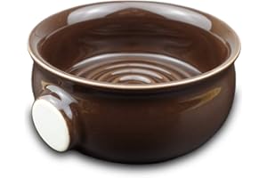 Bicrops Ceramic Shaving Soap Bowl For Men, Non-slip Handle, Wide Mouth, Large Capacity, Easier to Lather-Brown