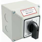 KEYMOO 32A Rotary Changeover Switch With Exterior Box, 3 Position 3 Phase 12 Terminals, 2-Way 3NO 3NC Universal Selector, Cam Switch Box IP65, CE (30 Amp.)