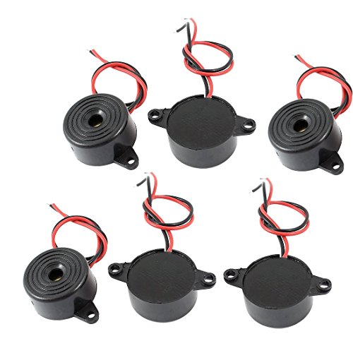 OdiySurveil(TM) 30x15mm DC 3-24V 85dB Active Piezo Sound Electronic Buzzer Alarm Black,Pack of 6
