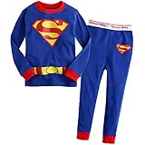 Baby Boys Superman & Batman 2 Piece Long Sleeve Jersey Nightwear Cute Pjs Set