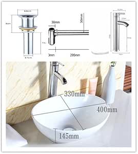 yontree baño encimera Oval Top cerámica incluye lavabo sola ...