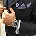 SONGDU Men's Day Date Dress Watches Black with Roman Numeral and Leather Strap