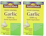 Nature Made Odor Control Garlic, 1250mg -- 2 Boxes each of 100 Tablets
