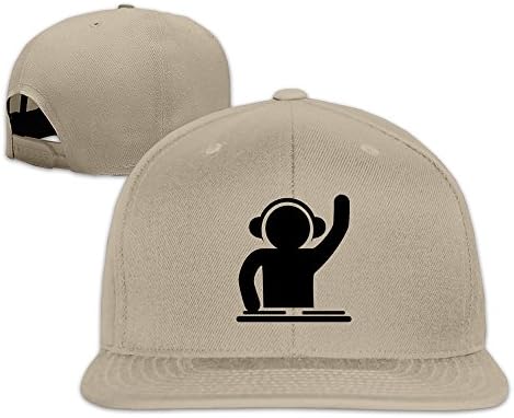 Fashion DJ Turntable Music Dance Techno Club Headphone Vinyl Record Minimal Vinyl Bass Sound Snapback Baseball Cap Hat Adjustable One Size Fits All For Male/Female Natural