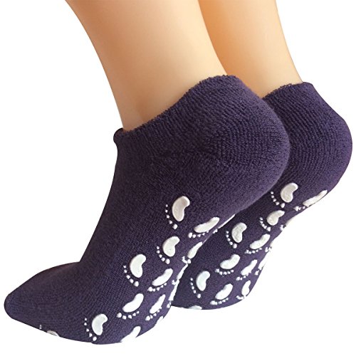 Lantee Non Slip Socks - Casual Floor Hospital Socks with Grips Cotton for Women, Pack of 4