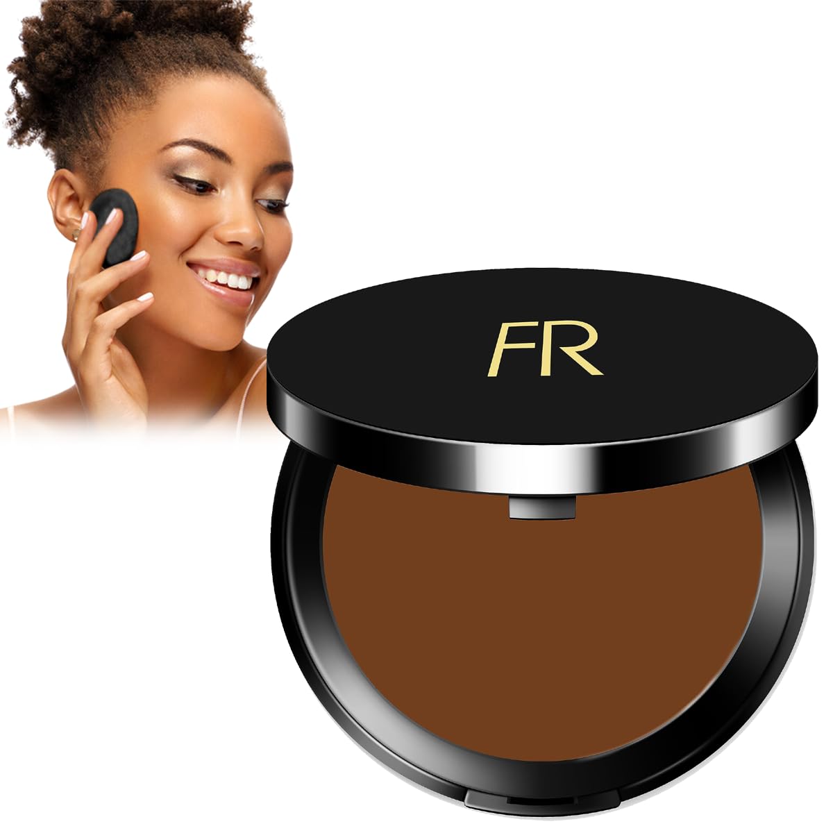 Photo 1 of Cream To Powder Foundation by Flori Roberts, Full Coverage for Women of Color or Deeper Skin Tones, Long Lasting Makeup, Matte Finish, Covers Uneven Complexion and Hides Imperfections, 0.30 oz