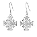 Sterling Silver JERUSALEM CROSS Dangle Earrings, Made in USA