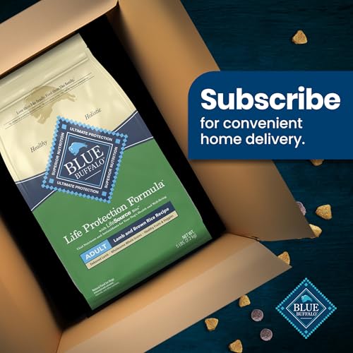 BLUE BUFFALO LIFE PROTECTION FORMULA ADULT DRY DOG FOOD, HELPS BUILD AND MAINTAIN STRONG MUSCLES, MADE WITH NATURAL INGREDIENTS, LAMB & BROWN RICE RECIPE, 5-LB. BAG