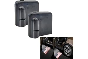 AKARIN 2 Pieces US Flag Car Door Logo Light Projector Amercian Flag Car Door Courtesy Light Without Wires Suitable Fit for All Brands of Cars