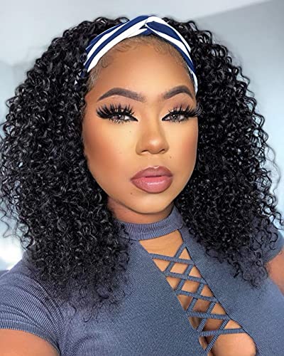 Curly Headband Wig Brazilian Remy Deep Wave Human Hair Wigs Glueless Headband Wigs for Black Women 150% Density None Lace Front Wigs Natural Color 16 Inch Curly Headband Wig Brazilian Remy Deep Wave Human Hair Wigs Glueless Headband Wigs for Black Women 150% Density None Lace Front Wigs Natural Color 16 Inch
