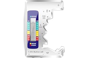 WSJIABOFUX Silver Battery Tester for AAA, AA, C, D, 9v, N, 1.55v Button Cell, Battery Checker LCD Display Power Indicator No Batteries Required Electrical Equipment for Home Improvement